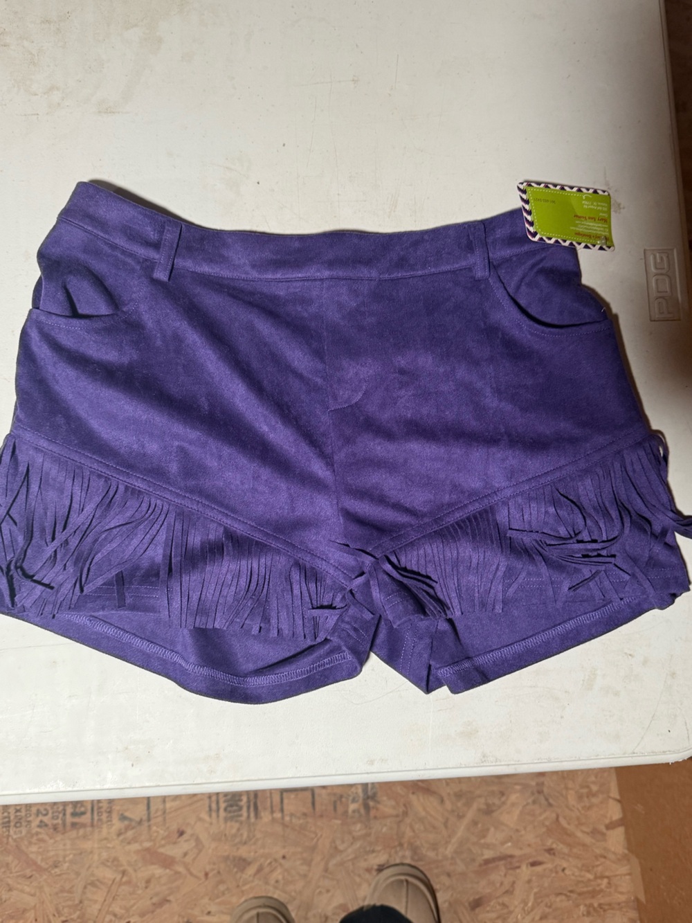 Women's Purple Fringe Suede-Look Shorts